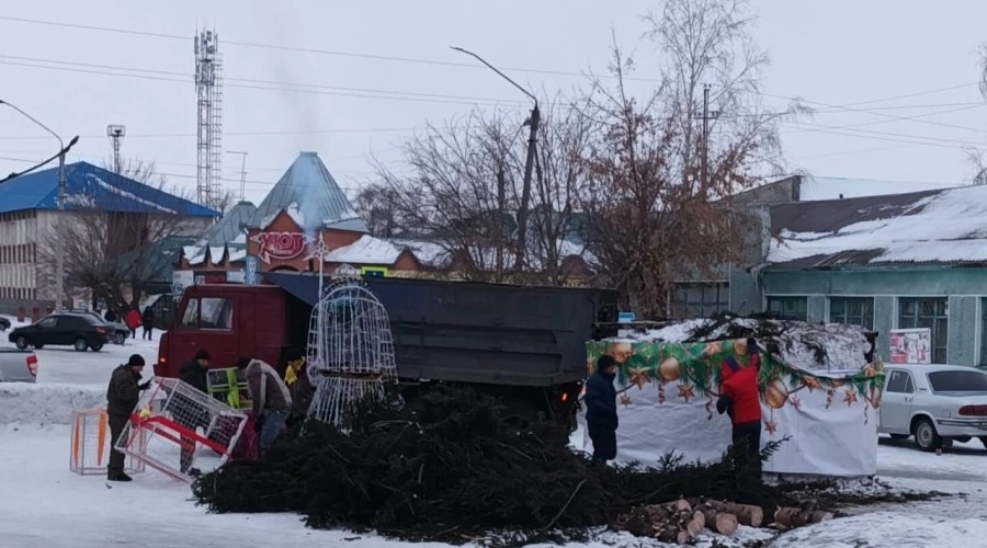Городская ёлка в Камне-на-Оби рухнула на пешеходную зону